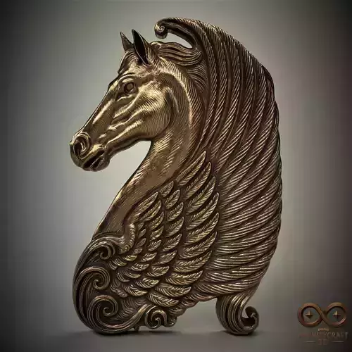 Wings of Majesty Mythical Horse Relief 3D Wall Art for CNC or