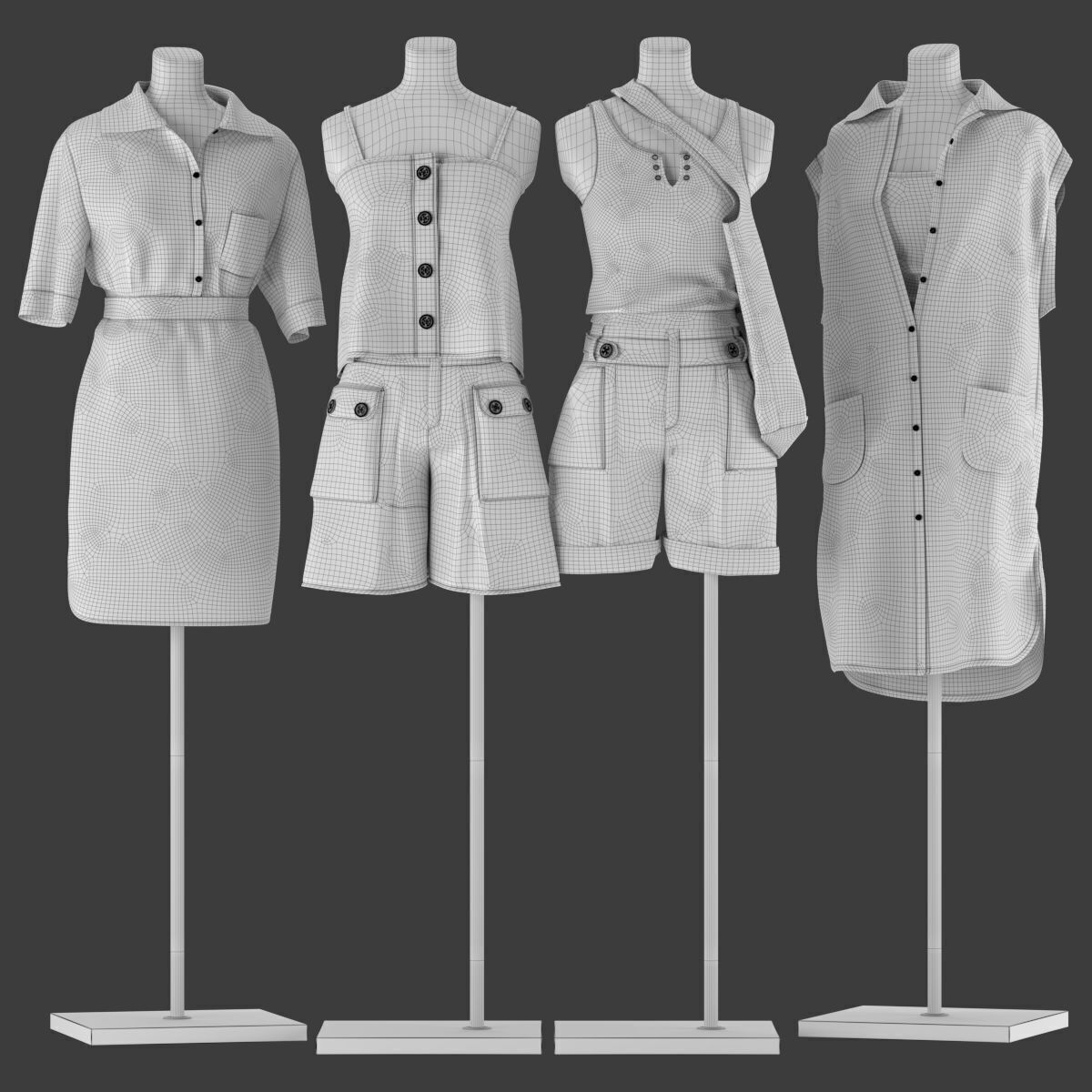 Mannequin Set Vol 006 Low-poly 3D model_4