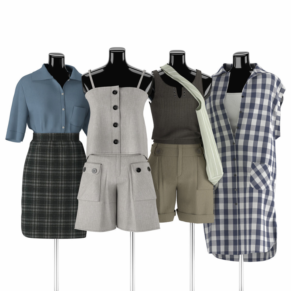 Mannequin Set Vol 006 Low-poly 3D model_1