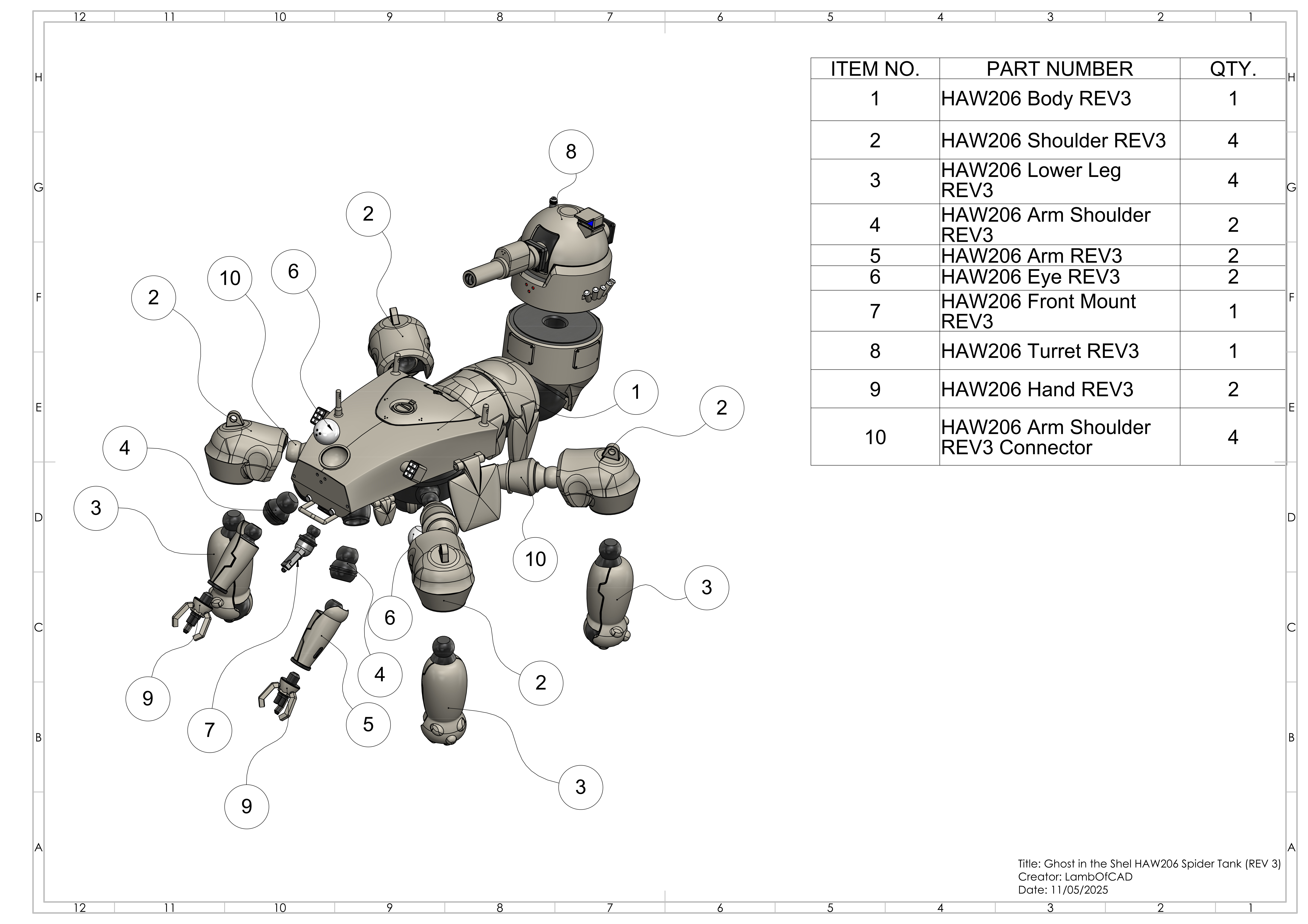 Ghost in the Shell HAW206 Spider Tank 3D print model 3D print model_4