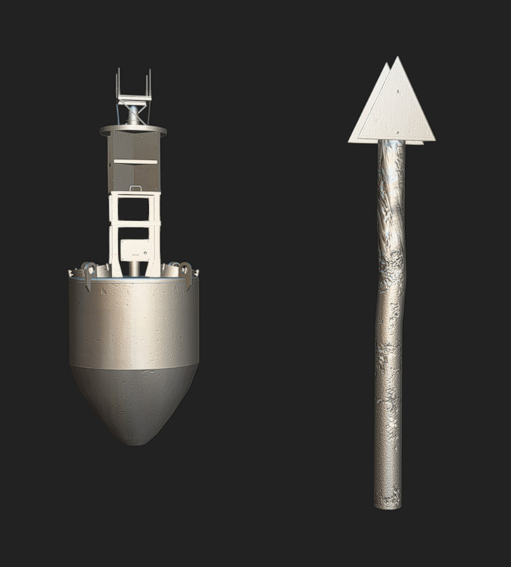 Buoy and Channel Marker Low-poly 3D model_3