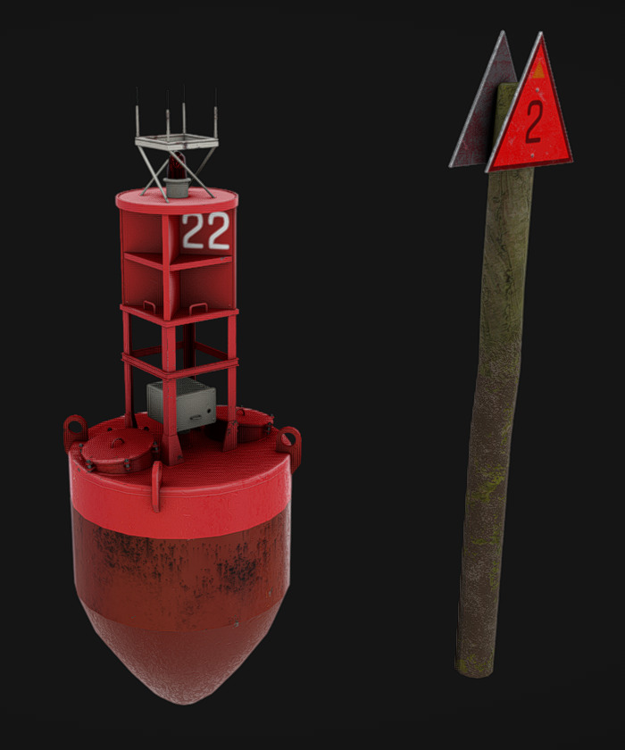 Buoy and Channel Marker Low-poly 3D model_1