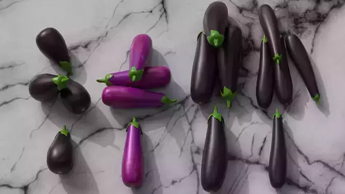 Realistic Eggplant Pack 3D Model 3D print model