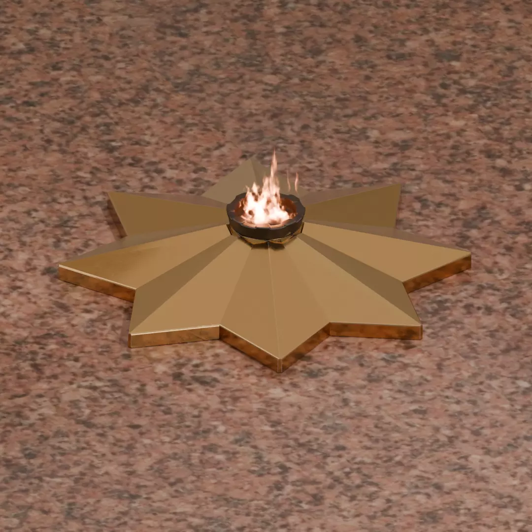 Eternal Flame of Uzbekistan with Animated Fire 3D model_0