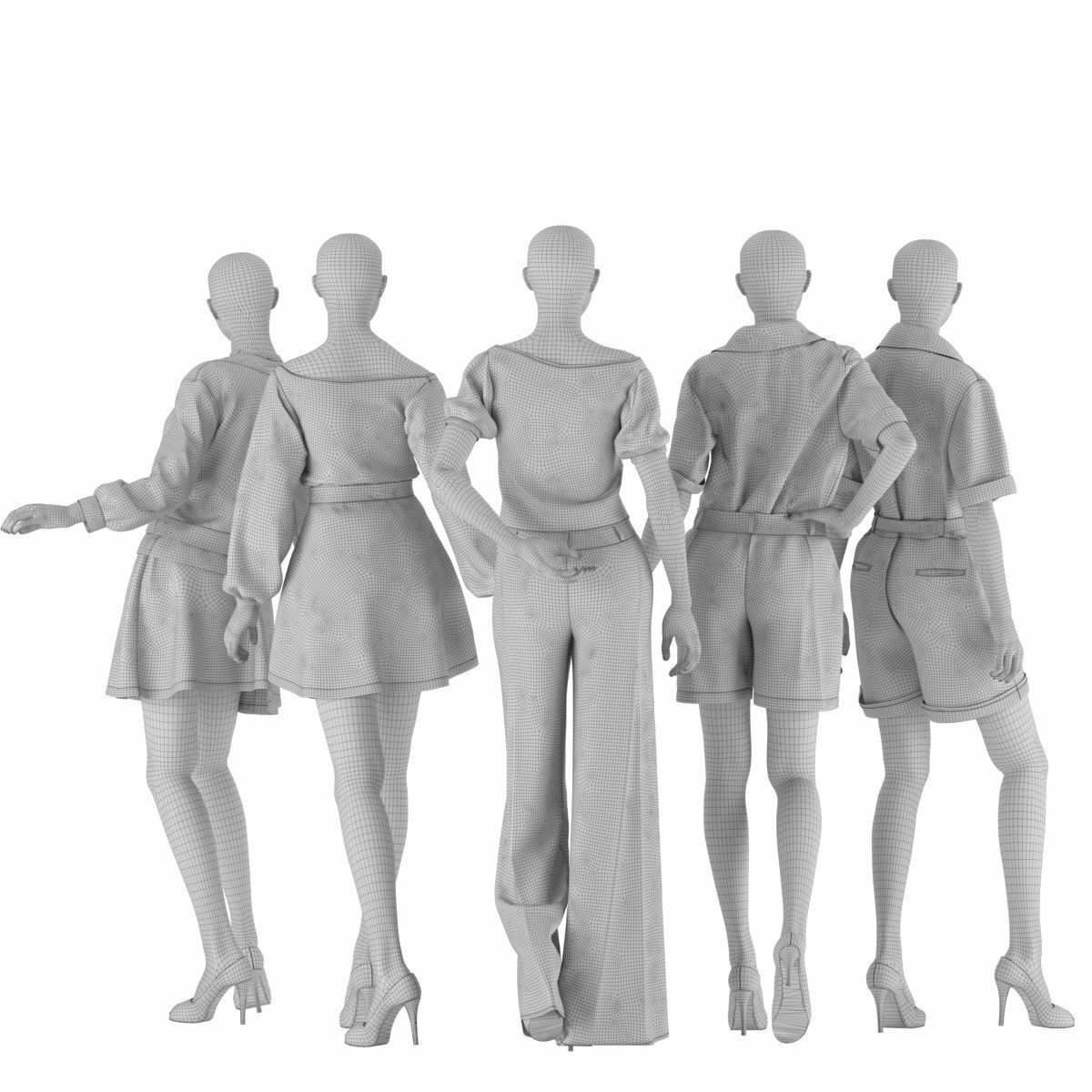 Mannequin Set Vol 007 Low-poly 3D model_4