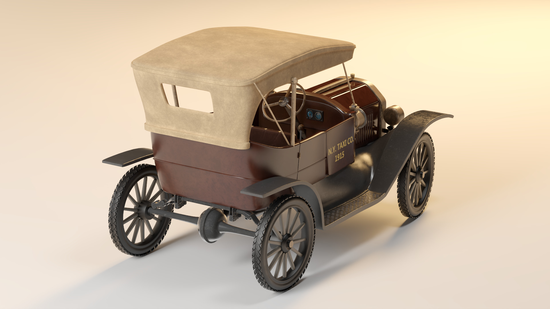 FORD T-1915 CAR Low-poly 3D model_4