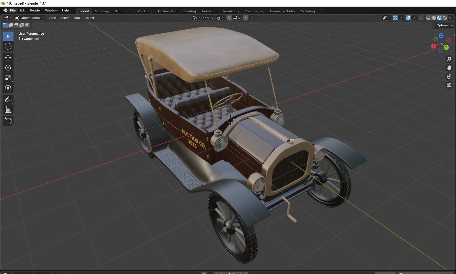 FORD T-1915 CAR Low-poly 3D model_17