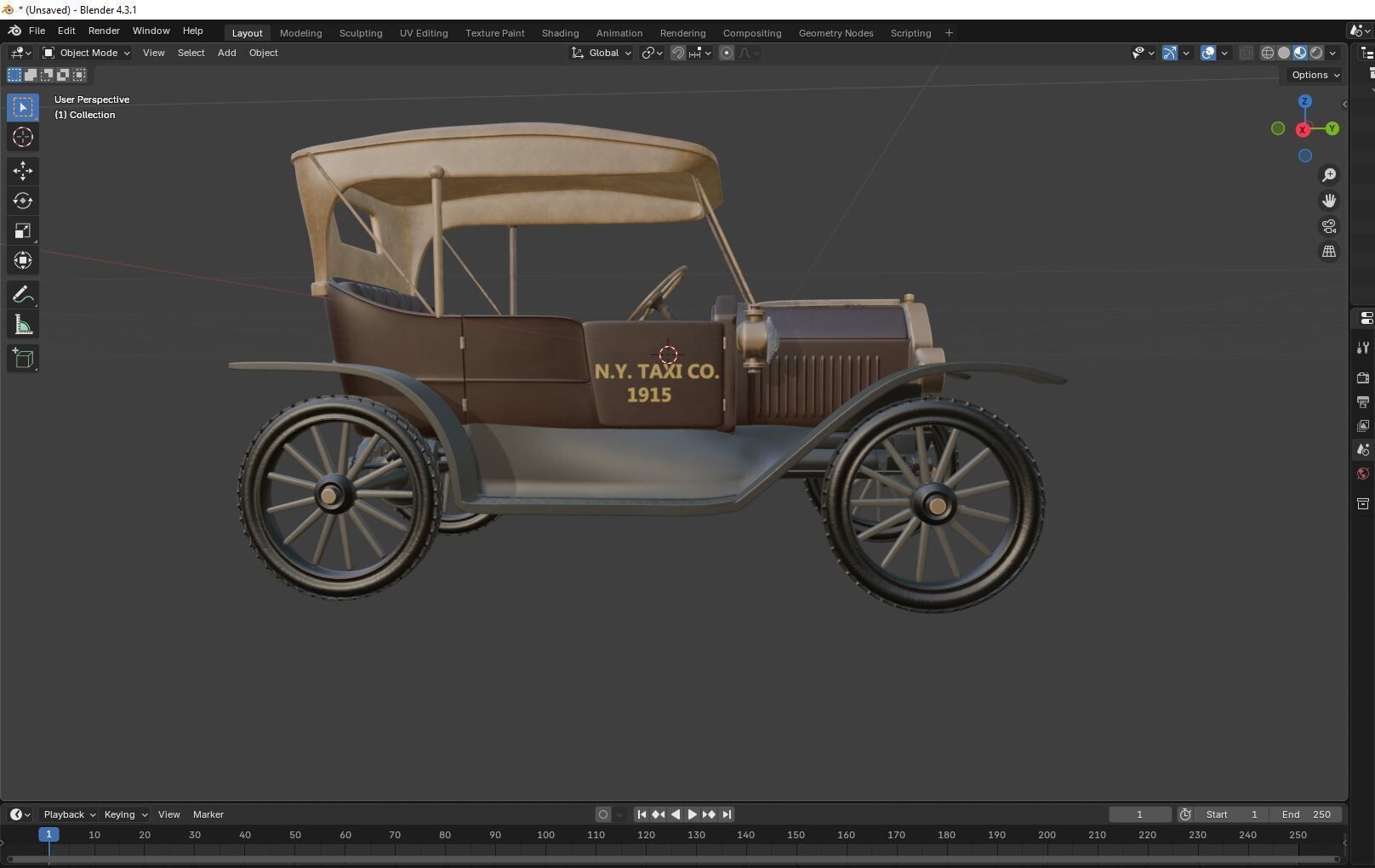 FORD T-1915 CAR Low-poly 3D model_16