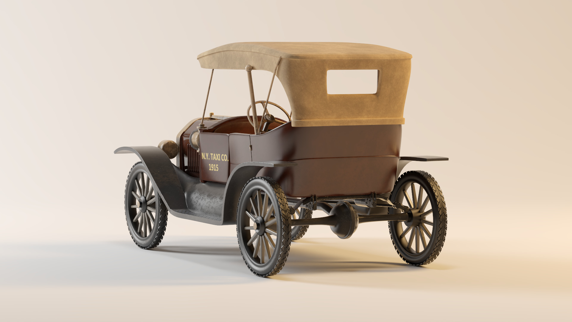 FORD T-1915 CAR Low-poly 3D model_3