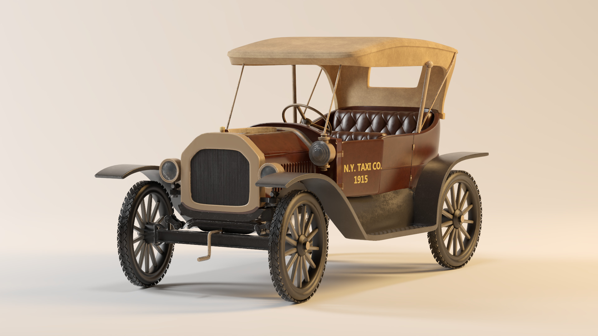 FORD T-1915 CAR Low-poly 3D model_5