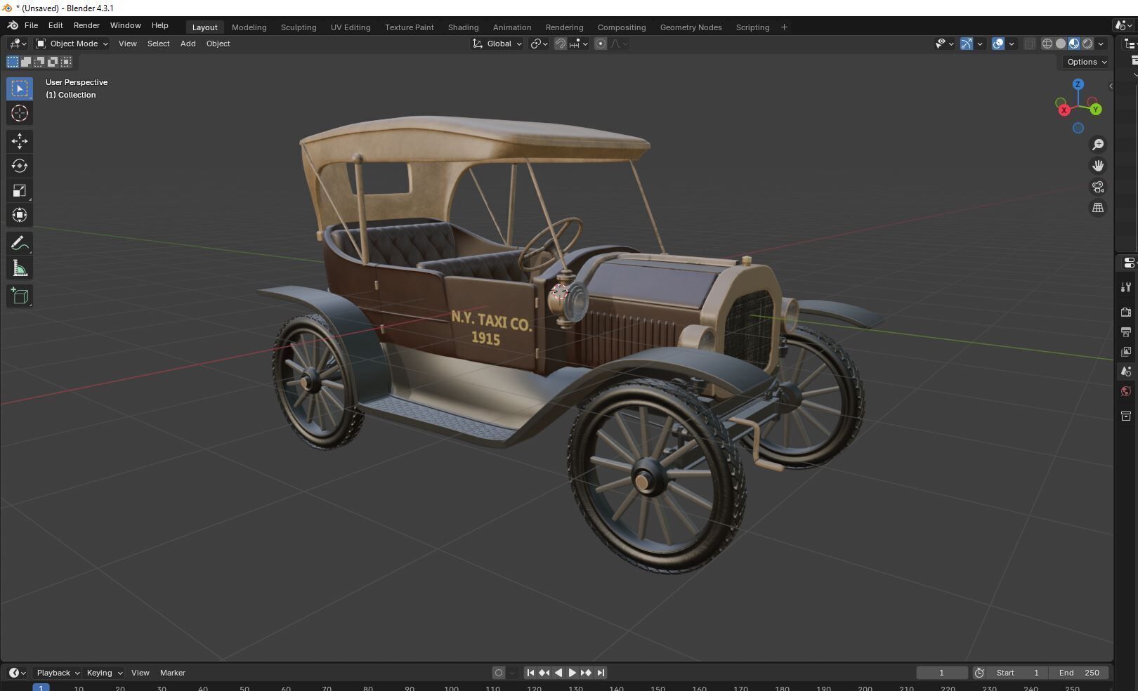 FORD T-1915 CAR Low-poly 3D model_18