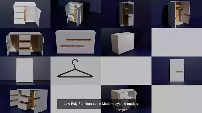 Low-Poly Furniture set in Modern style