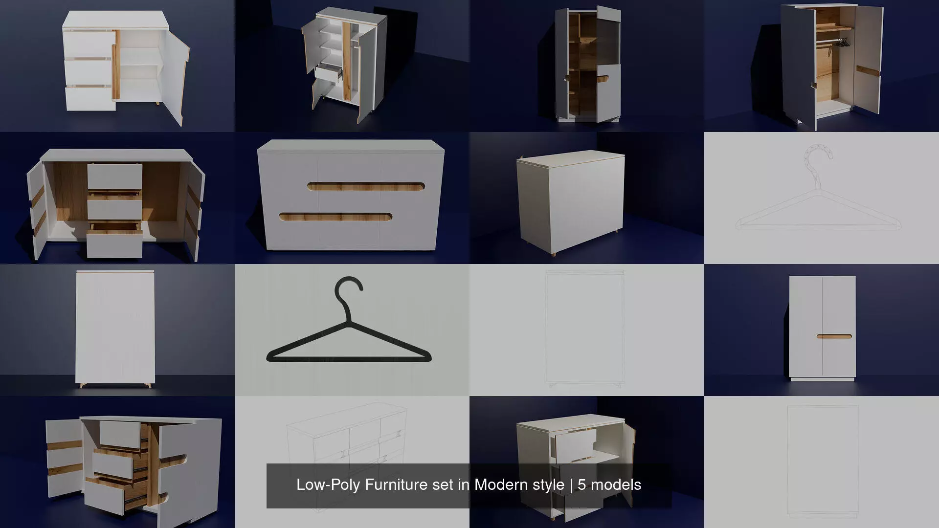 Low-Poly Furniture set in Modern style 3D Model Collection_0