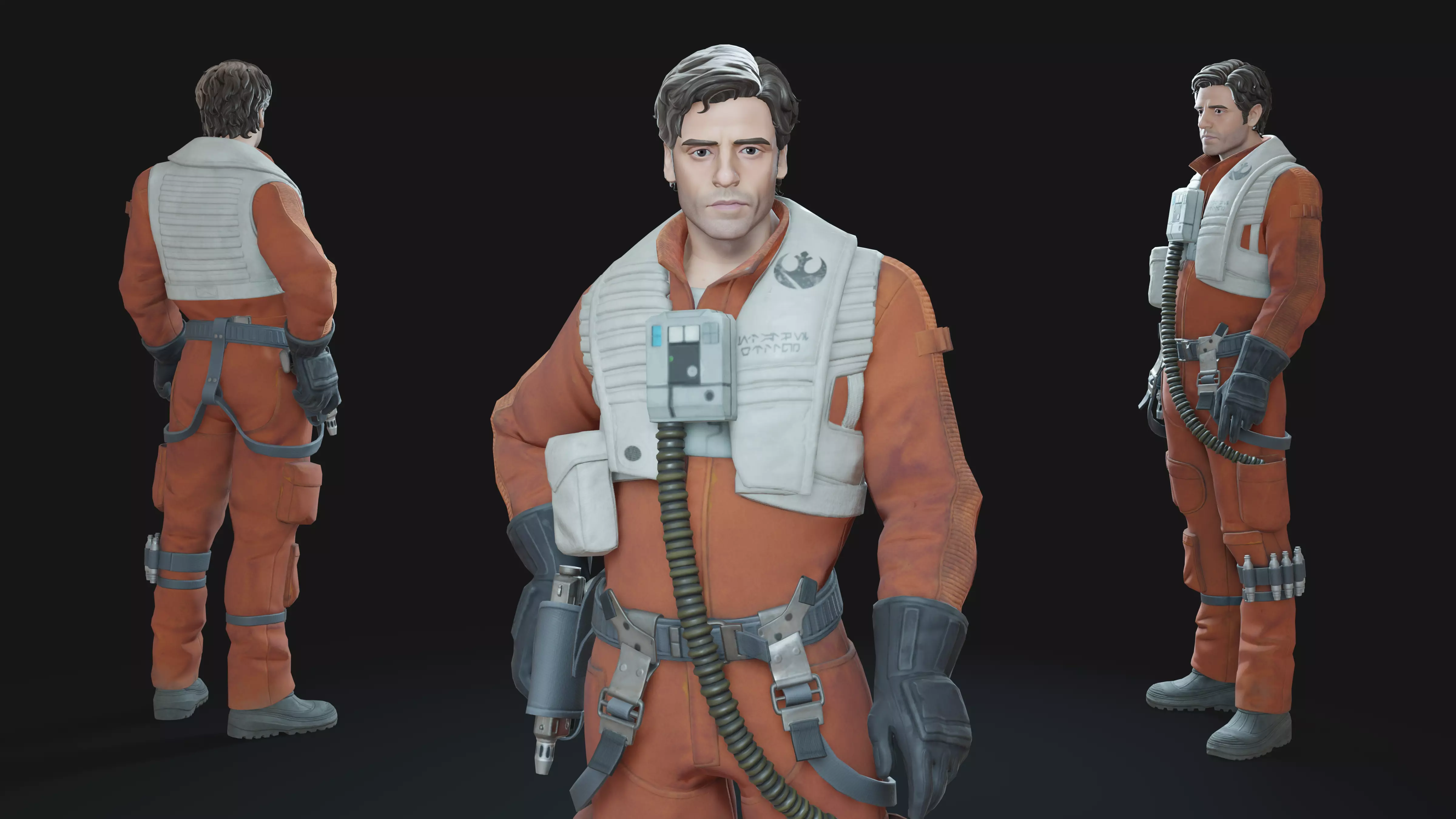 Poe Dameron Animation-Ready Resistance Pilot Low-poly 3D model_0