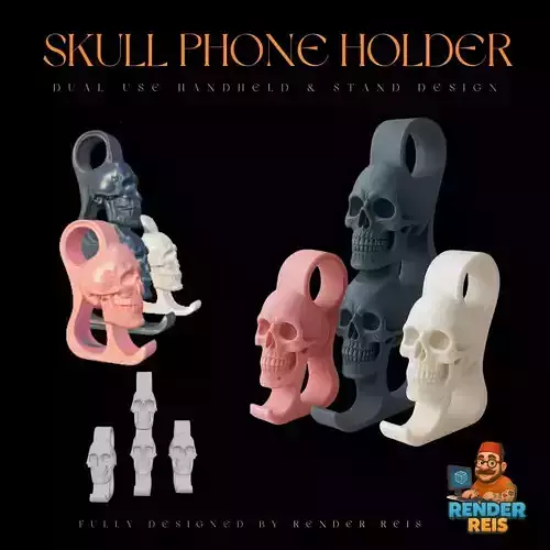 Skull Phone Holder  Dual Use Handheld and Stand Design 3D print model