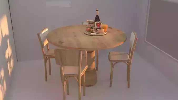 Modern Elegant Wooden Round Table and Chair Set