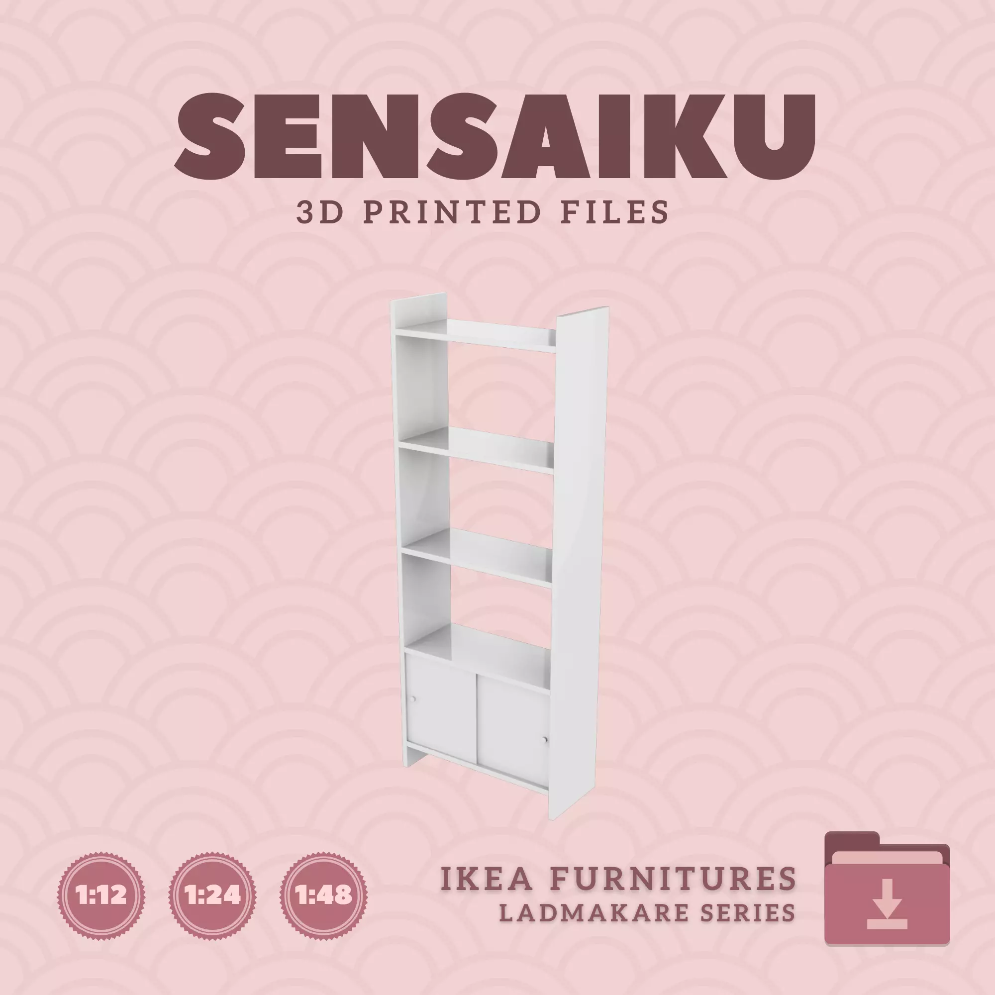 LADMAKARE Shelf Unit 32 In for Mini Dollhouse - IKEA - 3D Print 3D print model