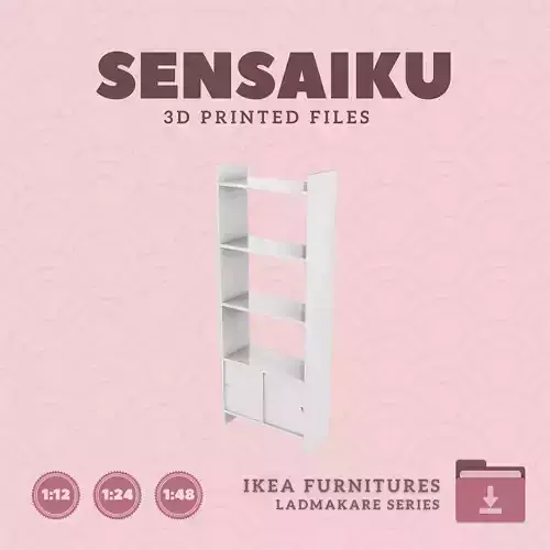LADMAKARE Shelf Unit 32 In for Mini Dollhouse - IKEA - 3D Print 3D print model