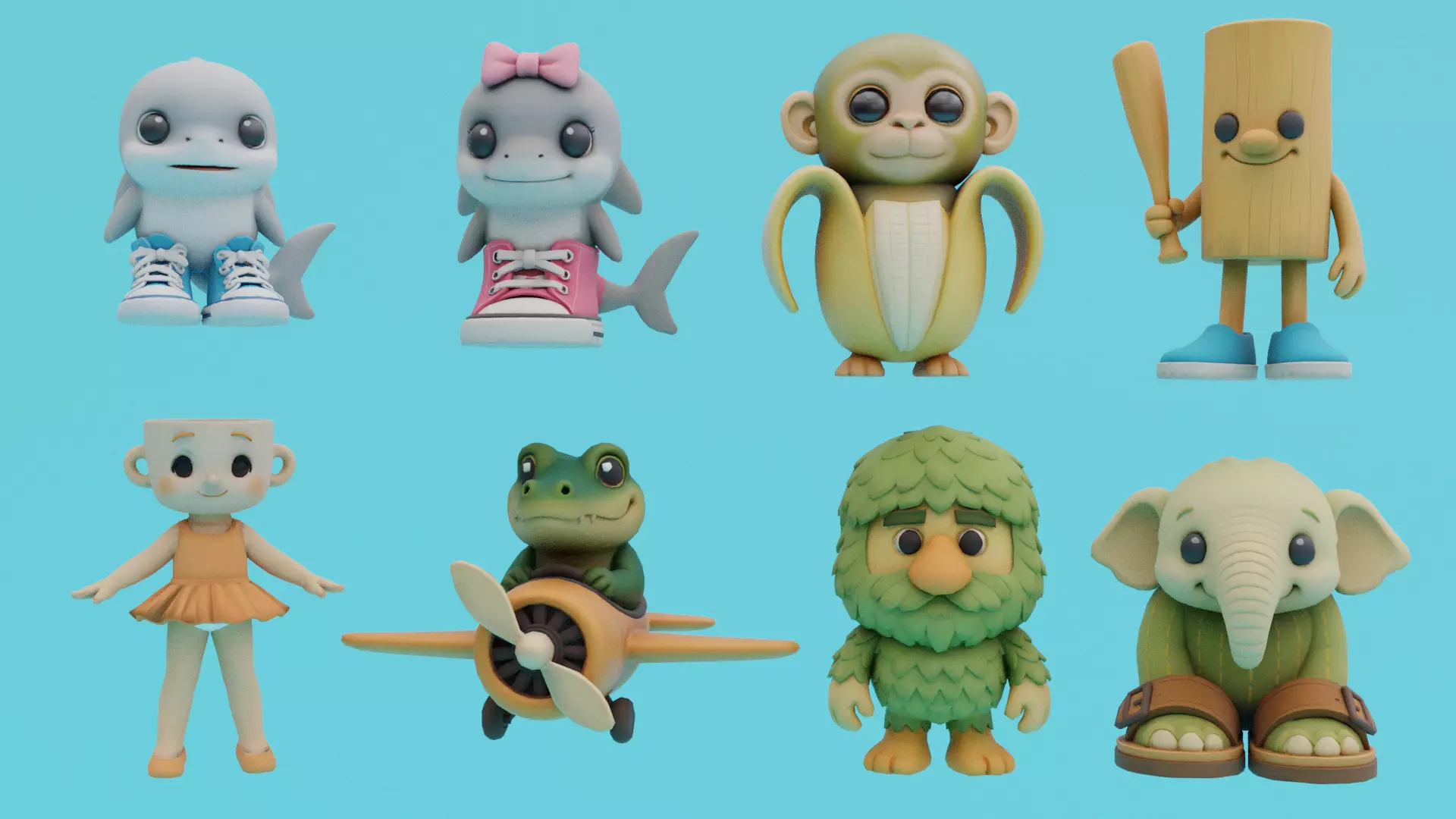 Baby Italian brainrot Low Poly Character 3D Model Collection_0