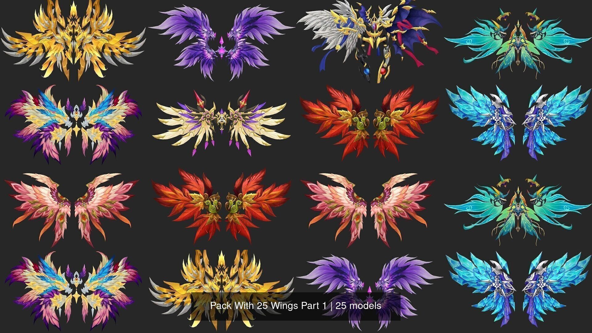 Pack With 25 Wings Part 1 3D Model Collection_2