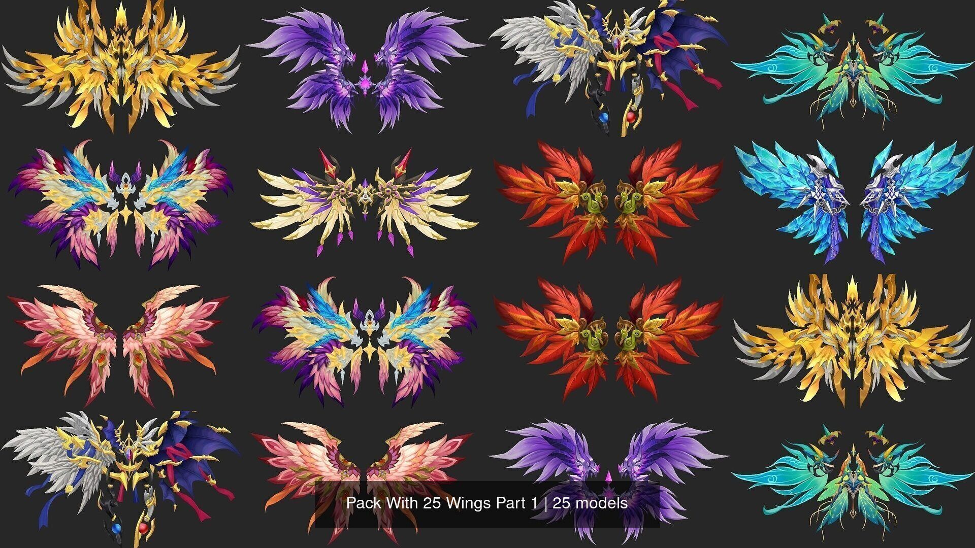 Pack With 25 Wings Part 1 3D Model Collection_3