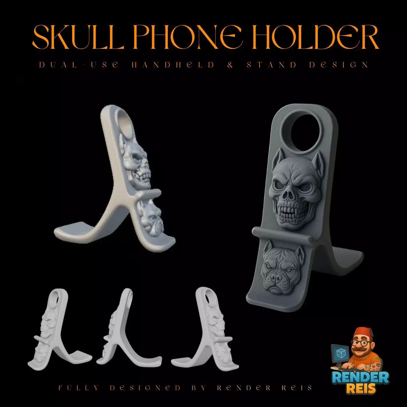 Pitbull Dog Phone Holder Bold Functional Stand Design 3D print model_0