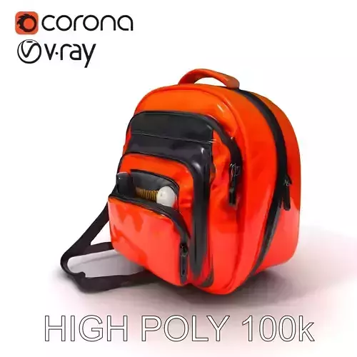 Vibrant Orange Backpack D Model Pack