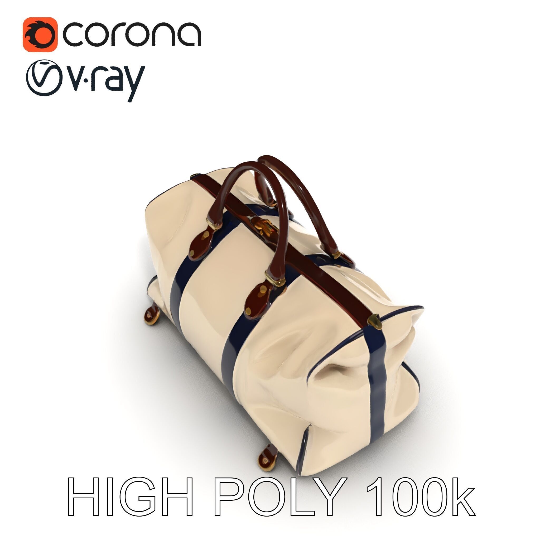 Elegant Canvas Duffle Bag D Model Pack Low-poly 3D model_13
