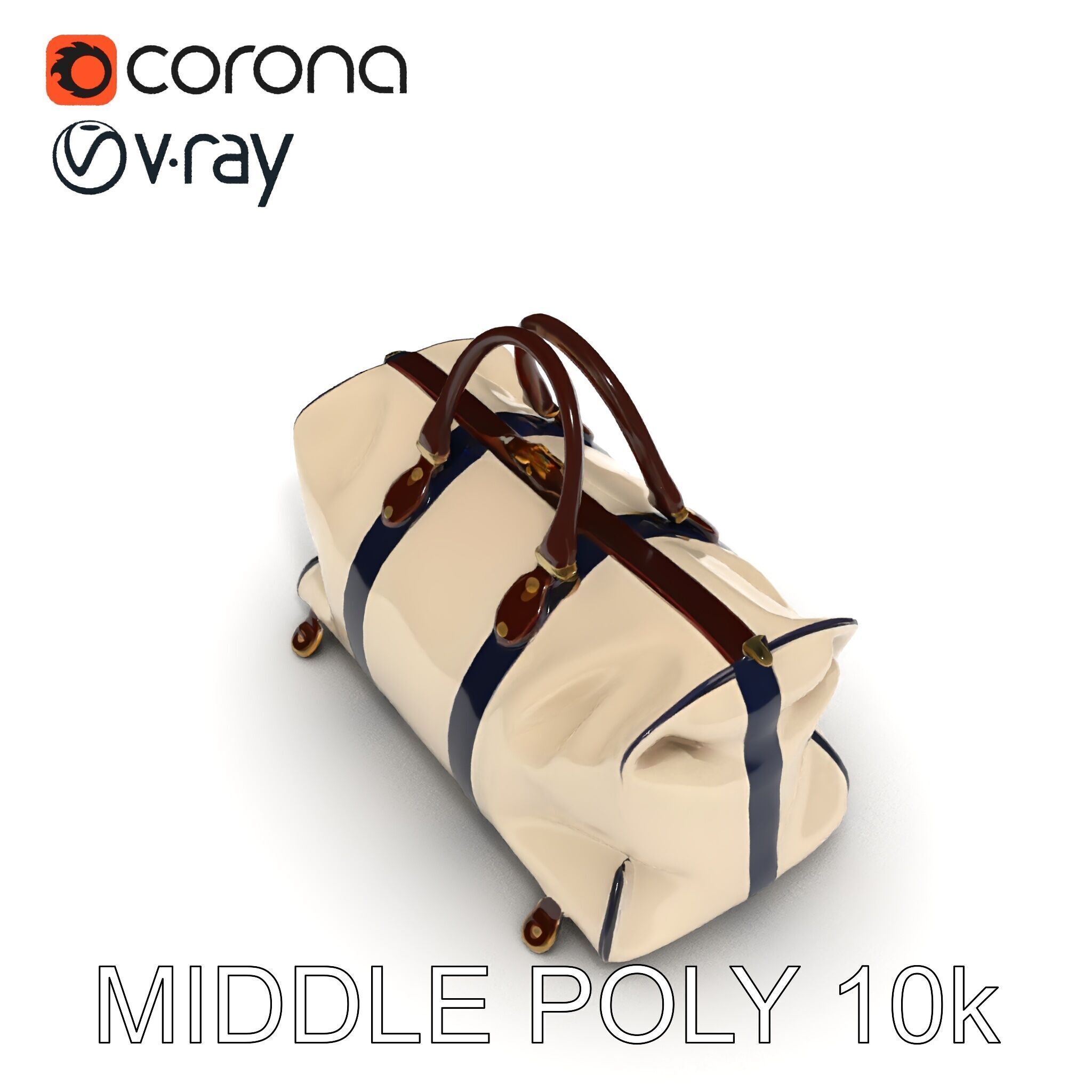 Elegant Canvas Duffle Bag D Model Pack Low-poly 3D model_11