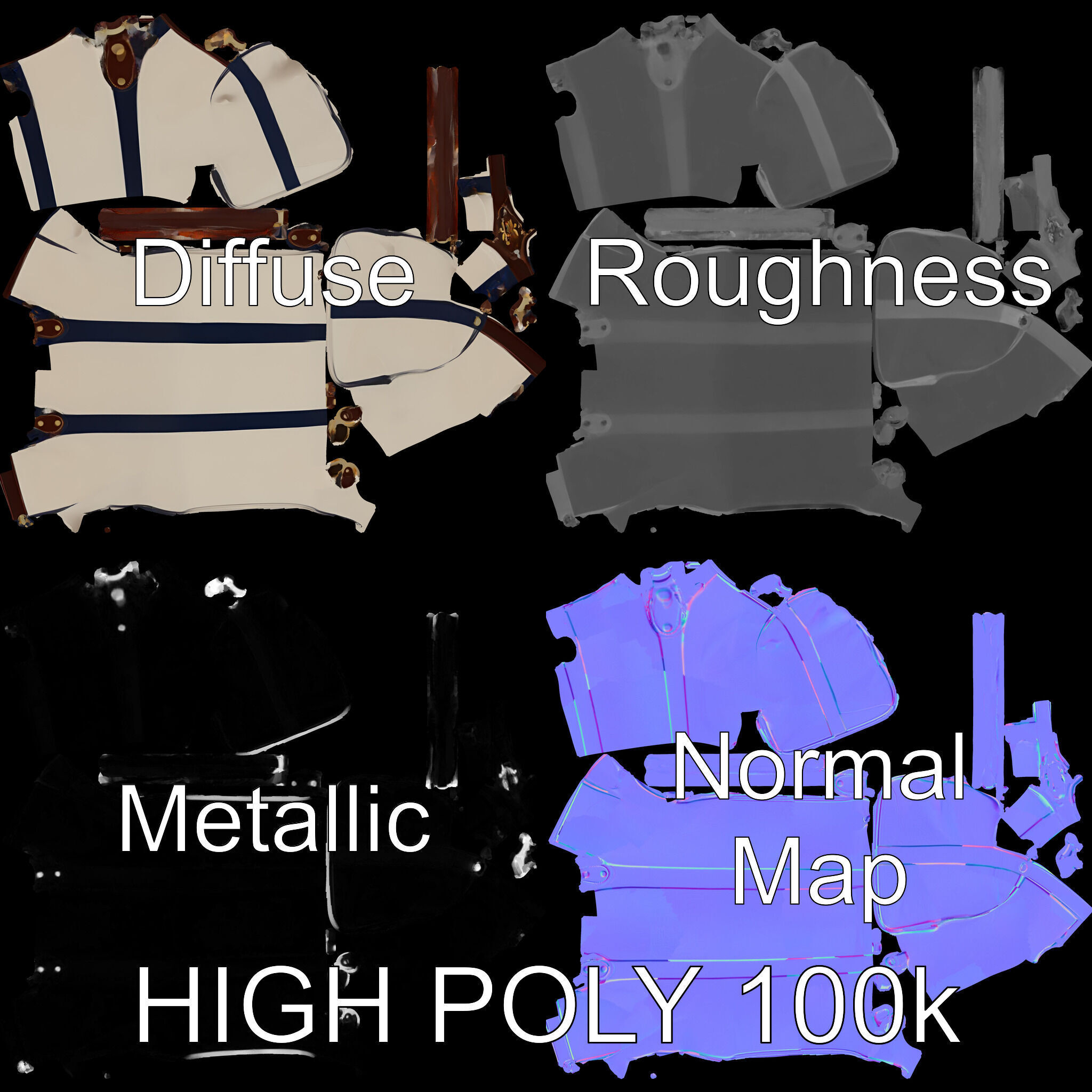 Elegant Canvas Duffle Bag D Model Pack Low-poly 3D model_2