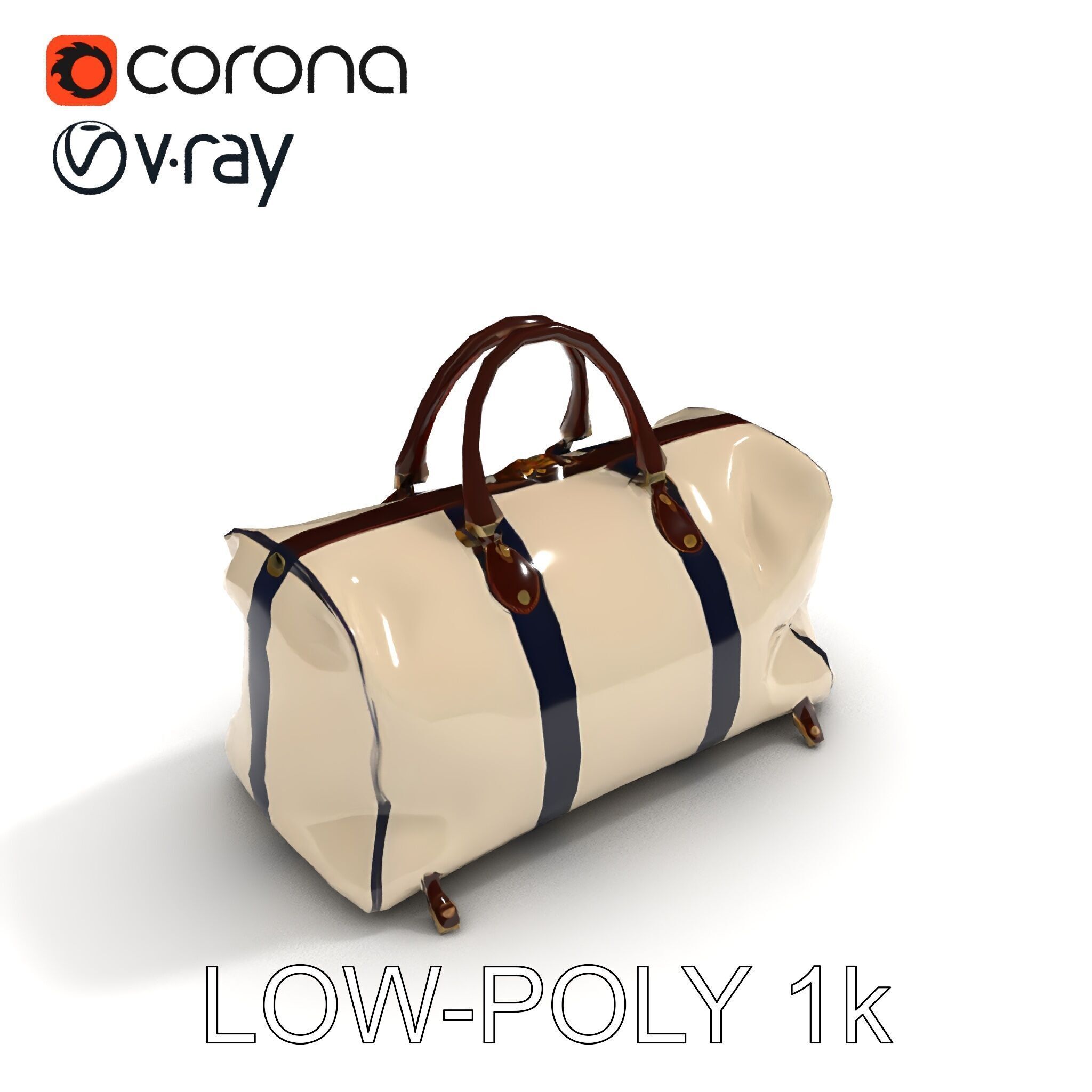 Elegant Canvas Duffle Bag D Model Pack Low-poly 3D model_15