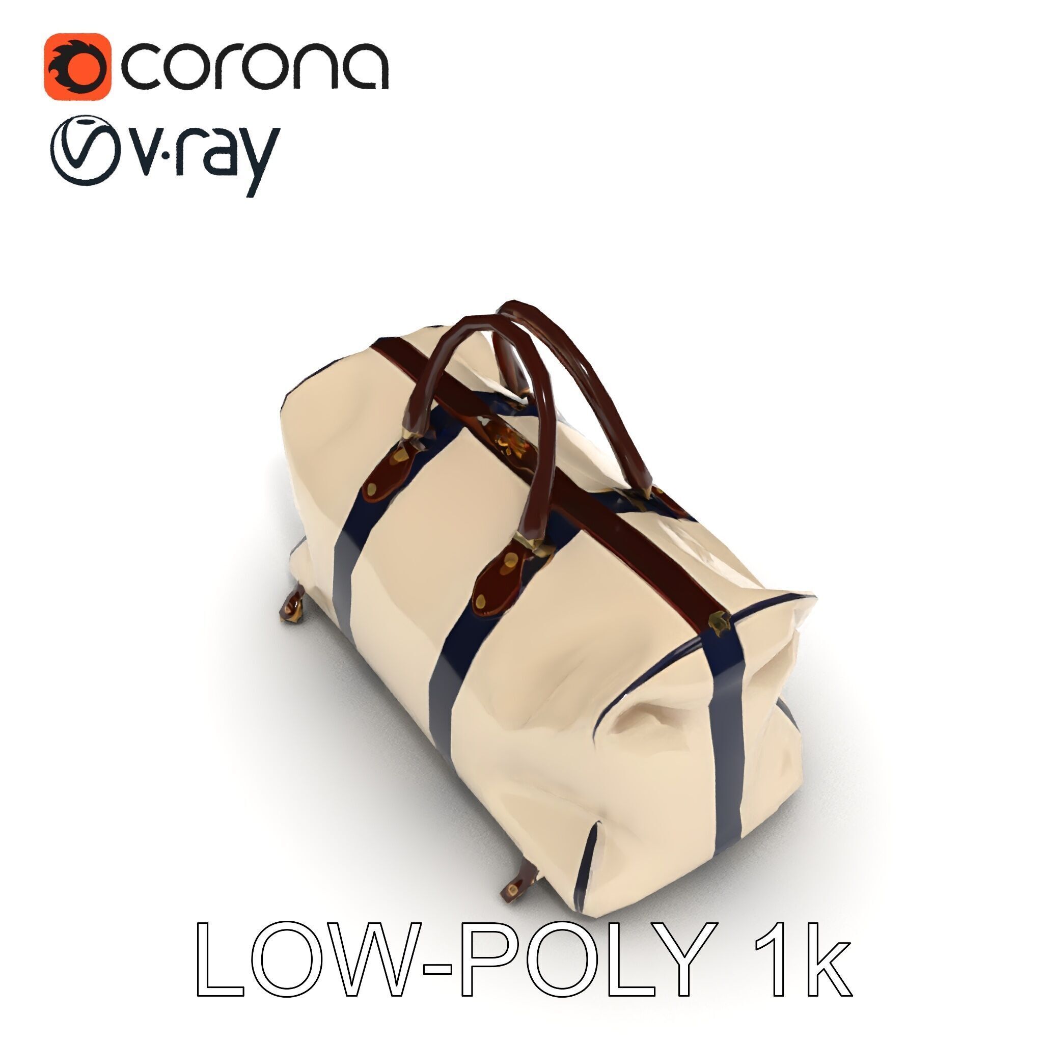 Elegant Canvas Duffle Bag D Model Pack Low-poly 3D model_32