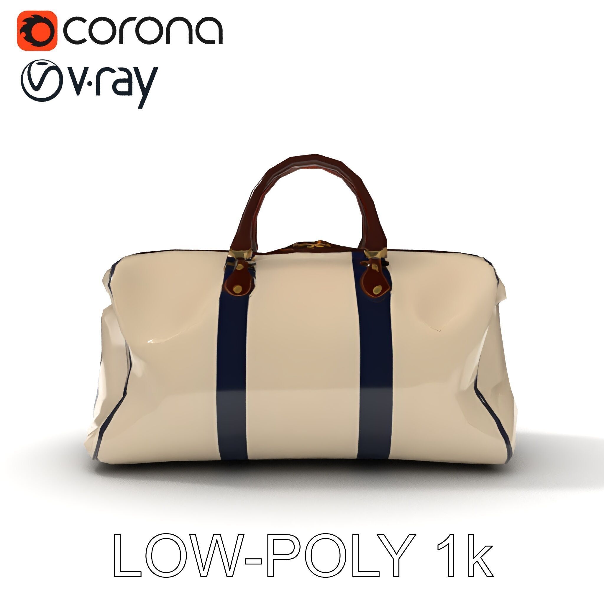 Elegant Canvas Duffle Bag D Model Pack Low-poly 3D model_9