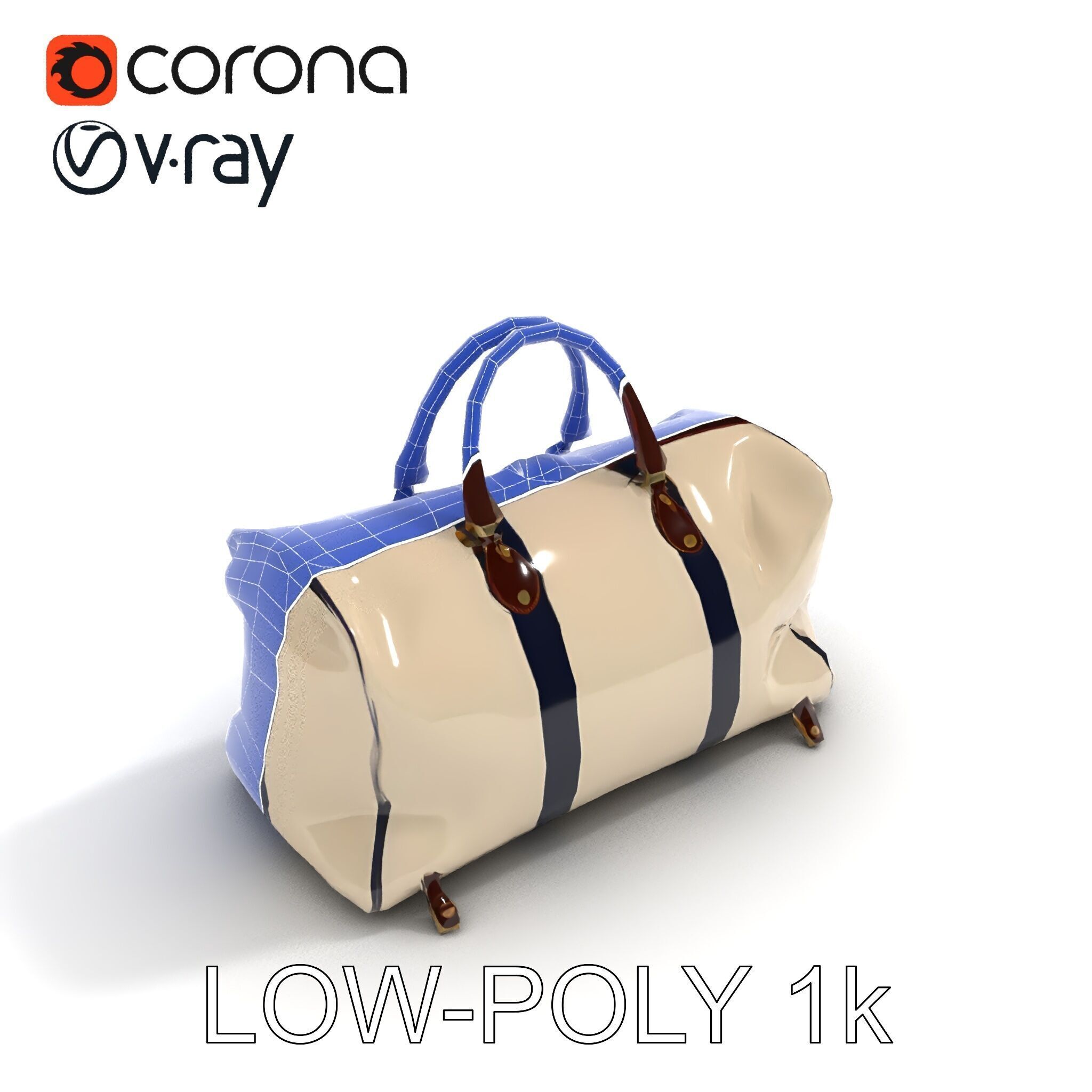 Elegant Canvas Duffle Bag D Model Pack Low-poly 3D model_12