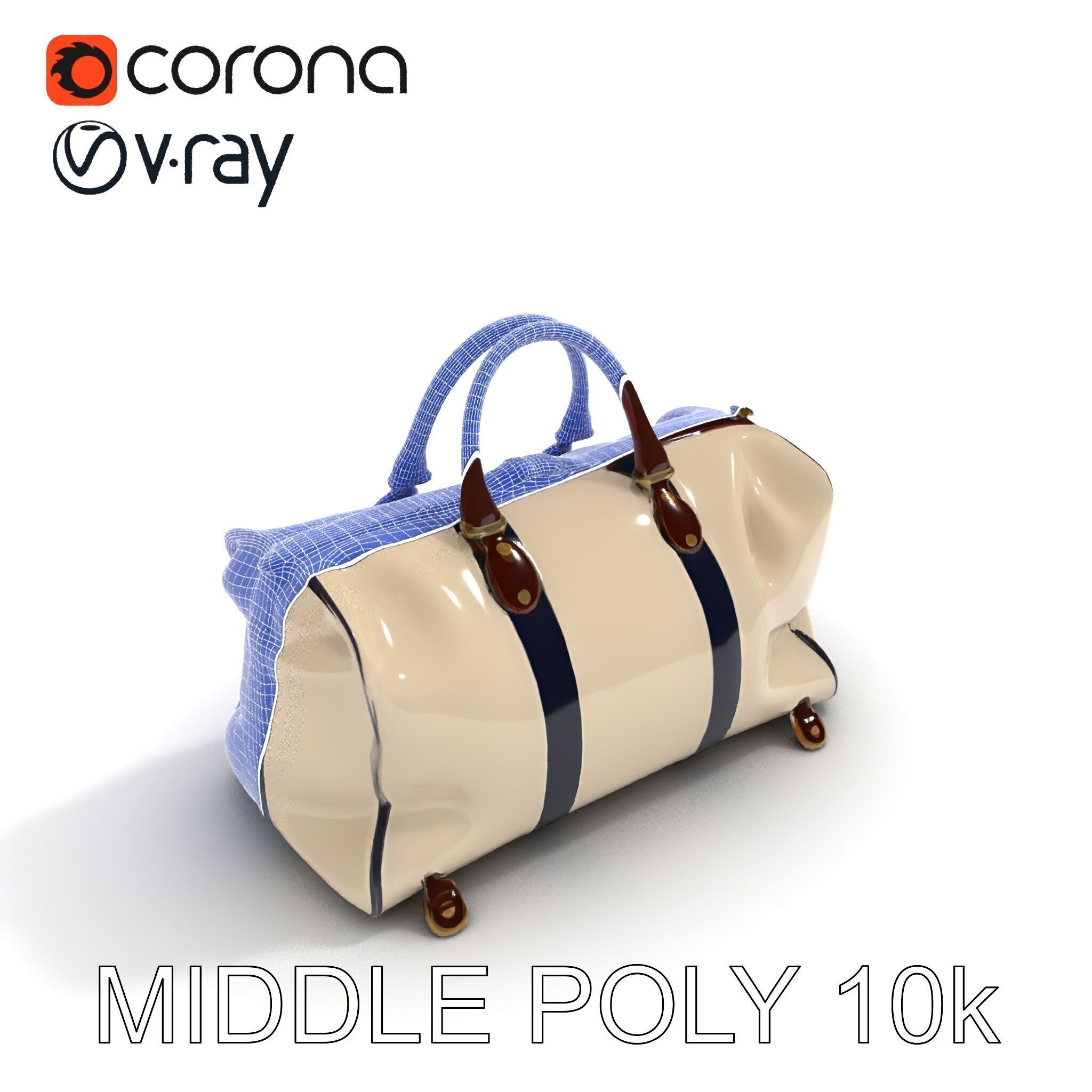 Elegant Canvas Duffle Bag D Model Pack Low-poly 3D model_6