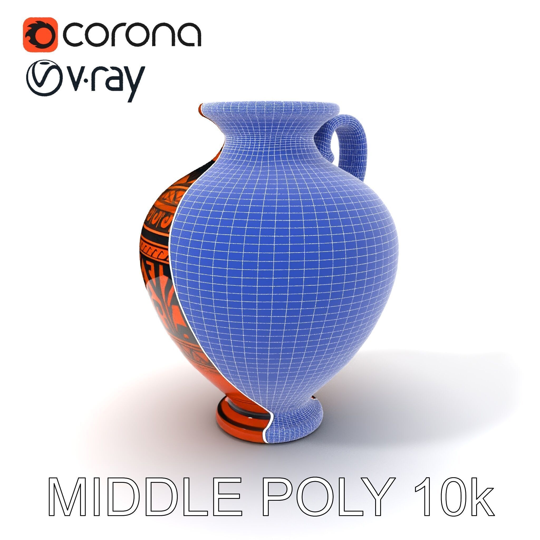 Ancient Greek Vase Model Pack with Ornate Patterns Low-poly 3D model_8