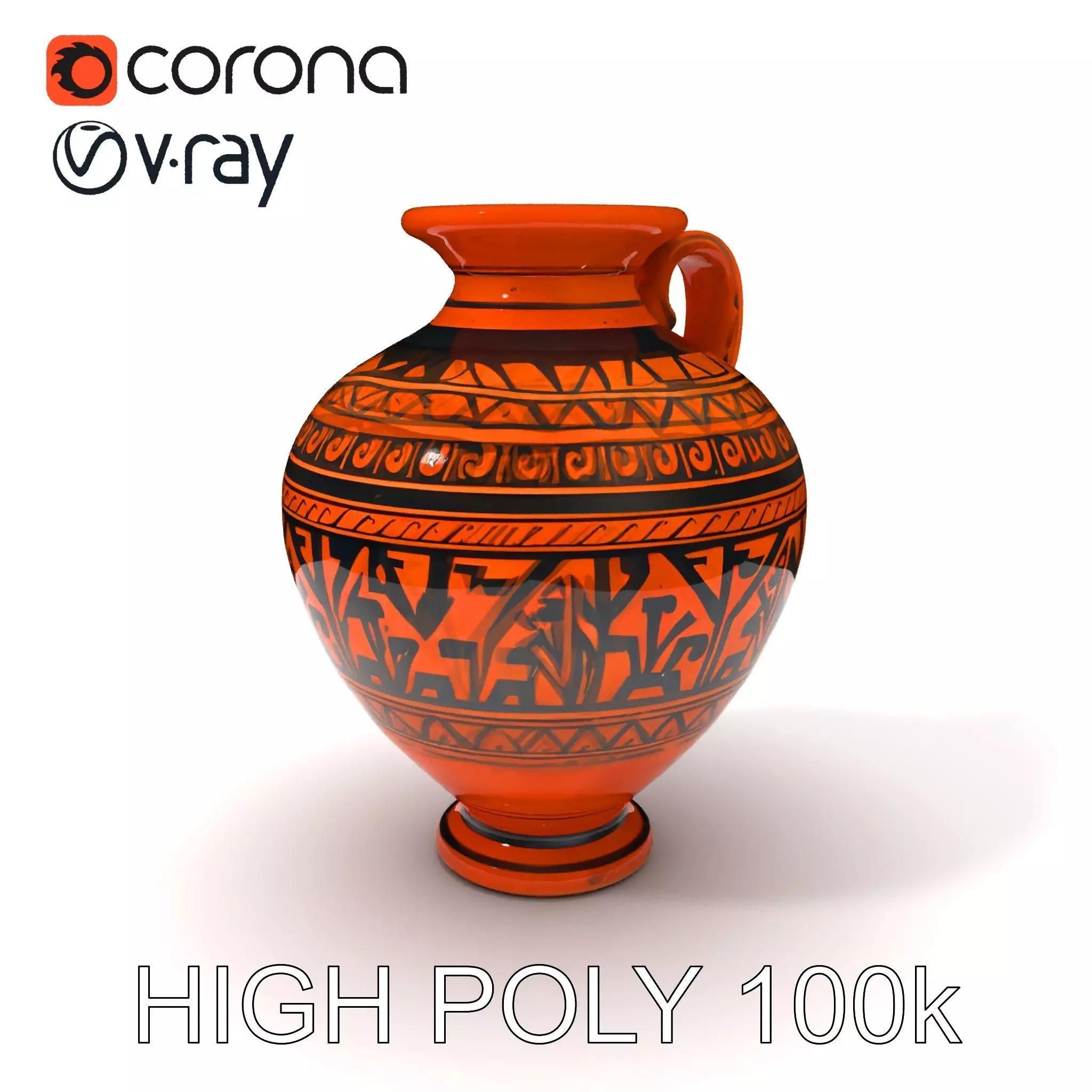 Ancient Greek Vase Model Pack with Ornate Patterns Low-poly 3D model_0