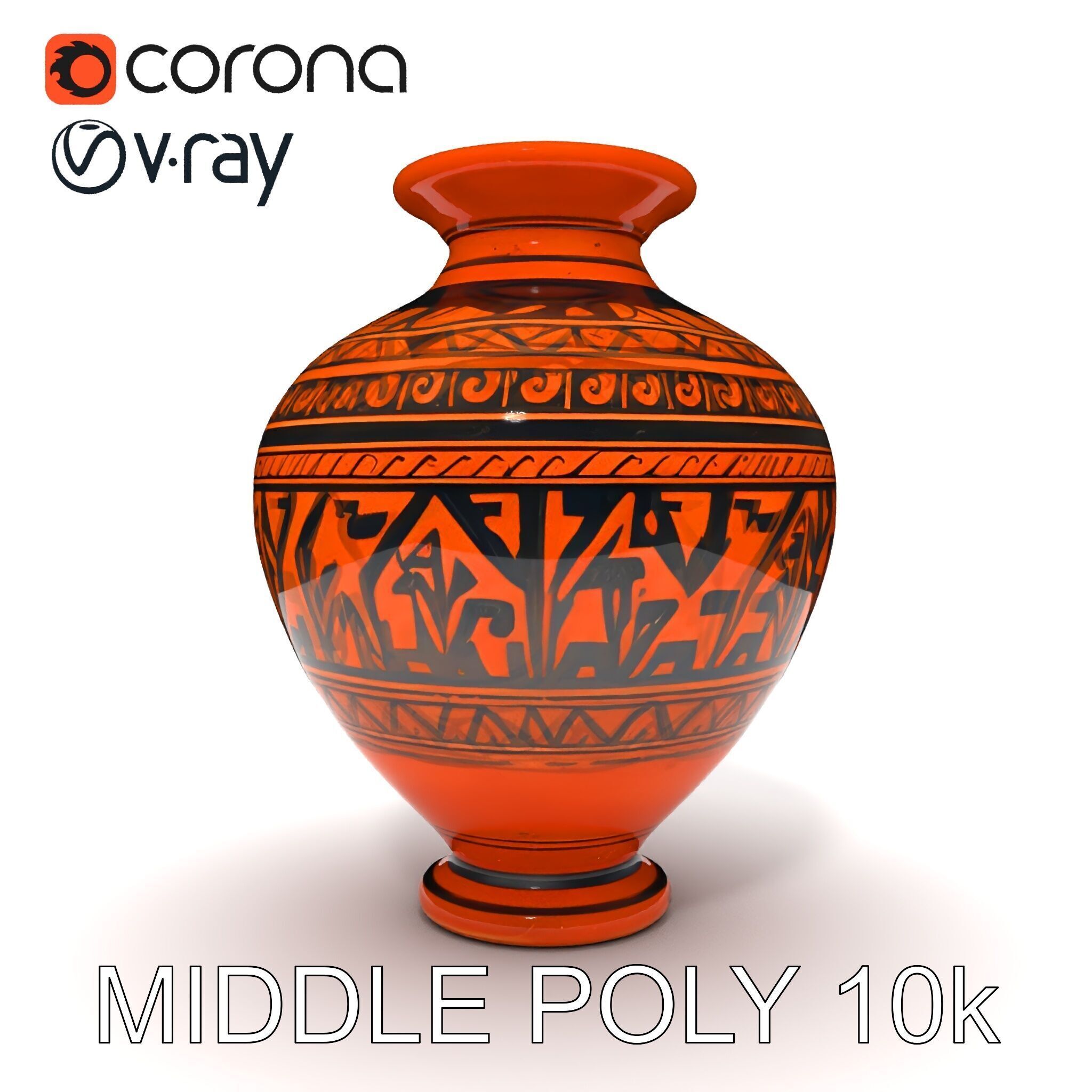 Ancient Greek Vase Model Pack with Ornate Patterns Low-poly 3D model_6