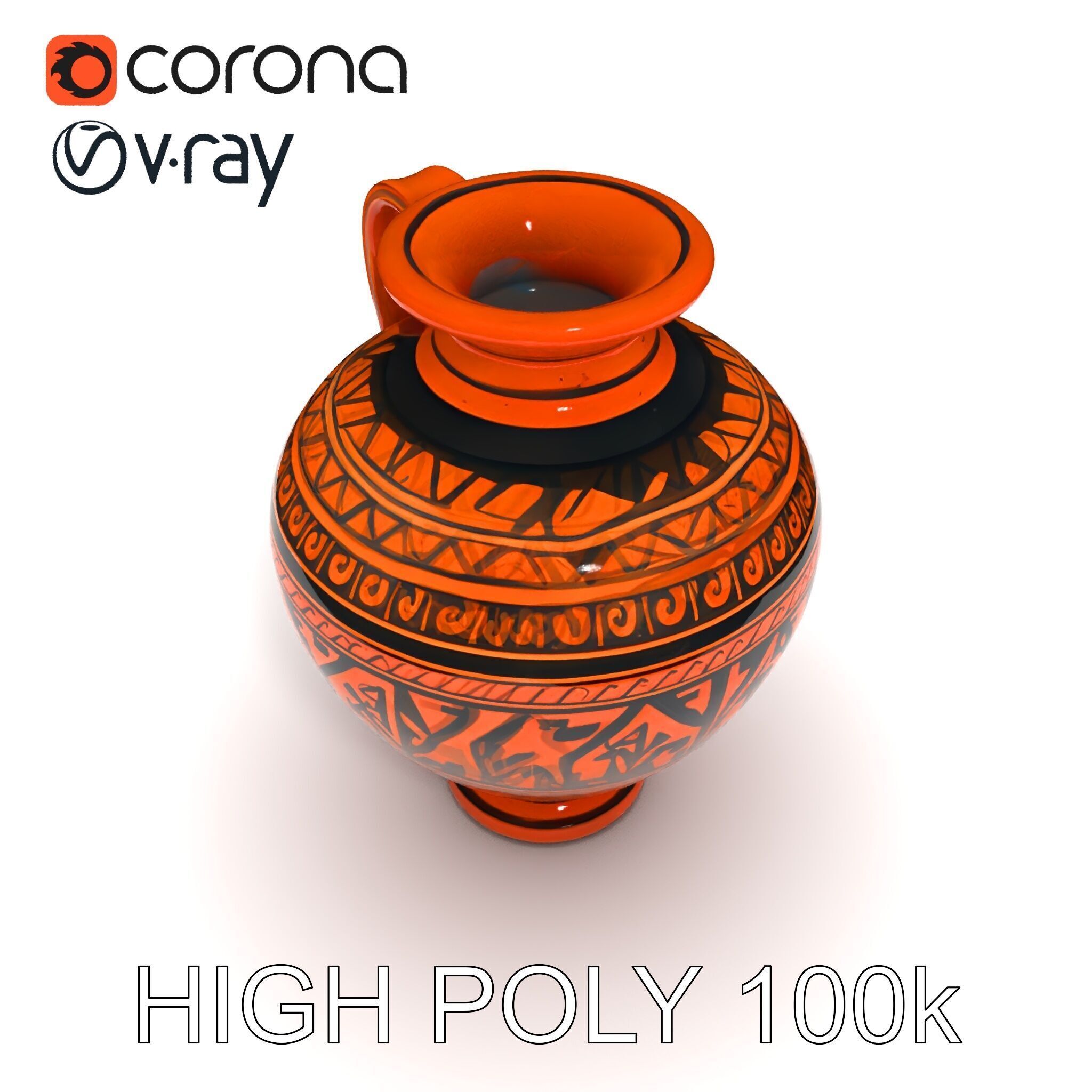 Ancient Greek Vase Model Pack with Ornate Patterns Low-poly 3D model_16