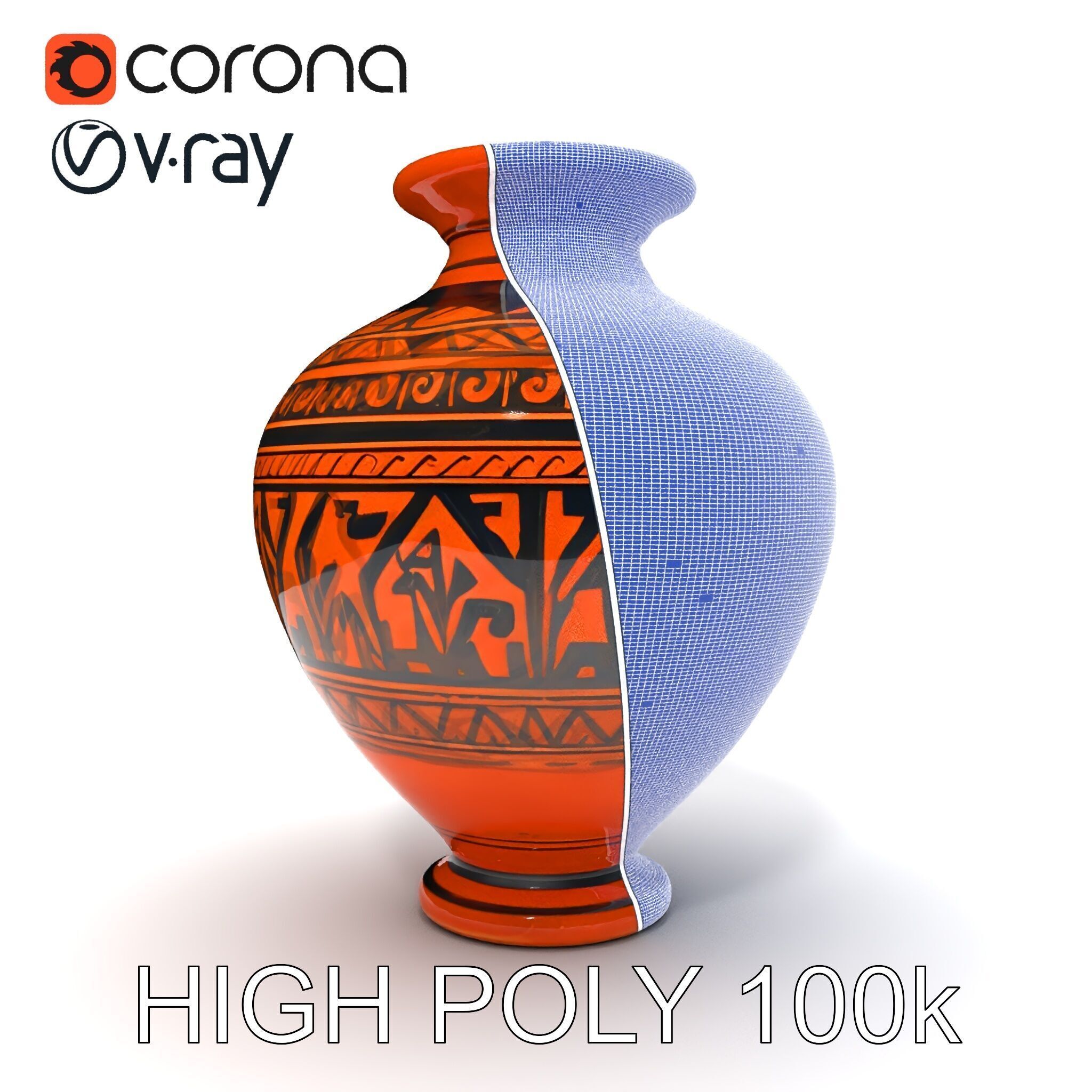 Ancient Greek Vase Model Pack with Ornate Patterns Low-poly 3D model_25