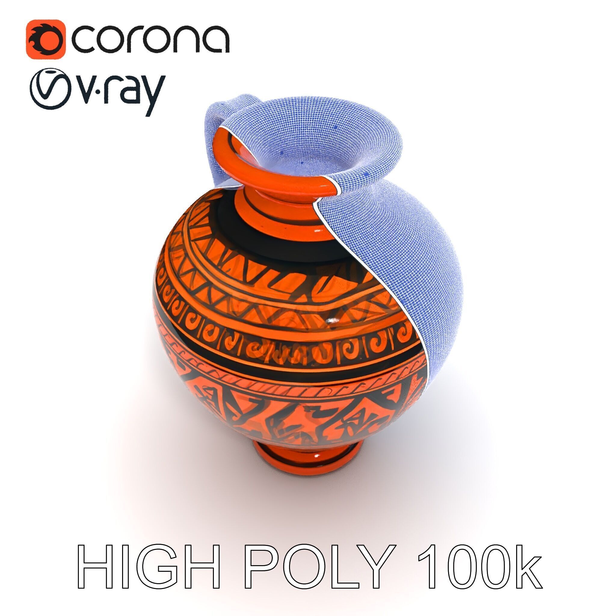 Ancient Greek Vase Model Pack with Ornate Patterns Low-poly 3D model_22