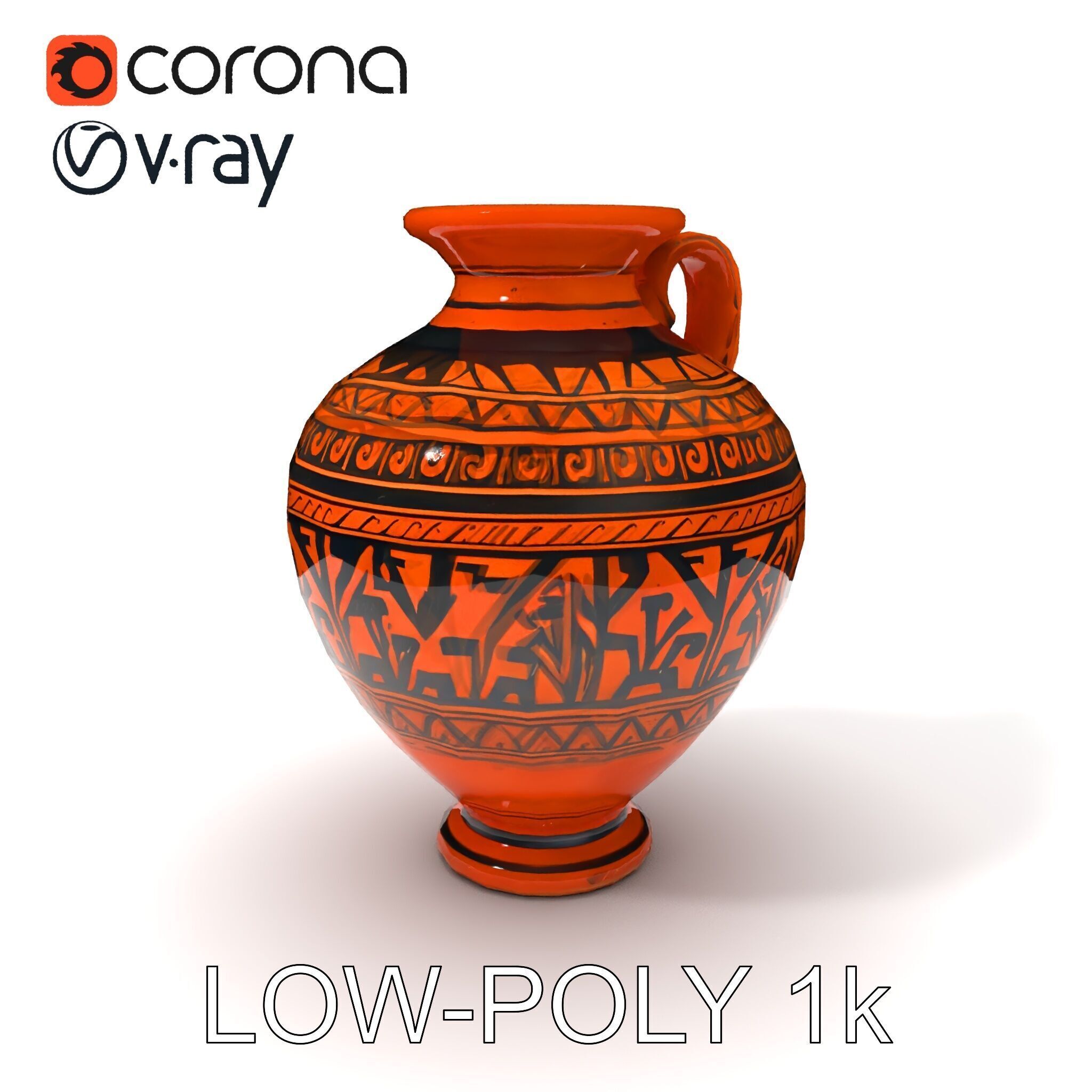 Ancient Greek Vase Model Pack with Ornate Patterns Low-poly 3D model_30