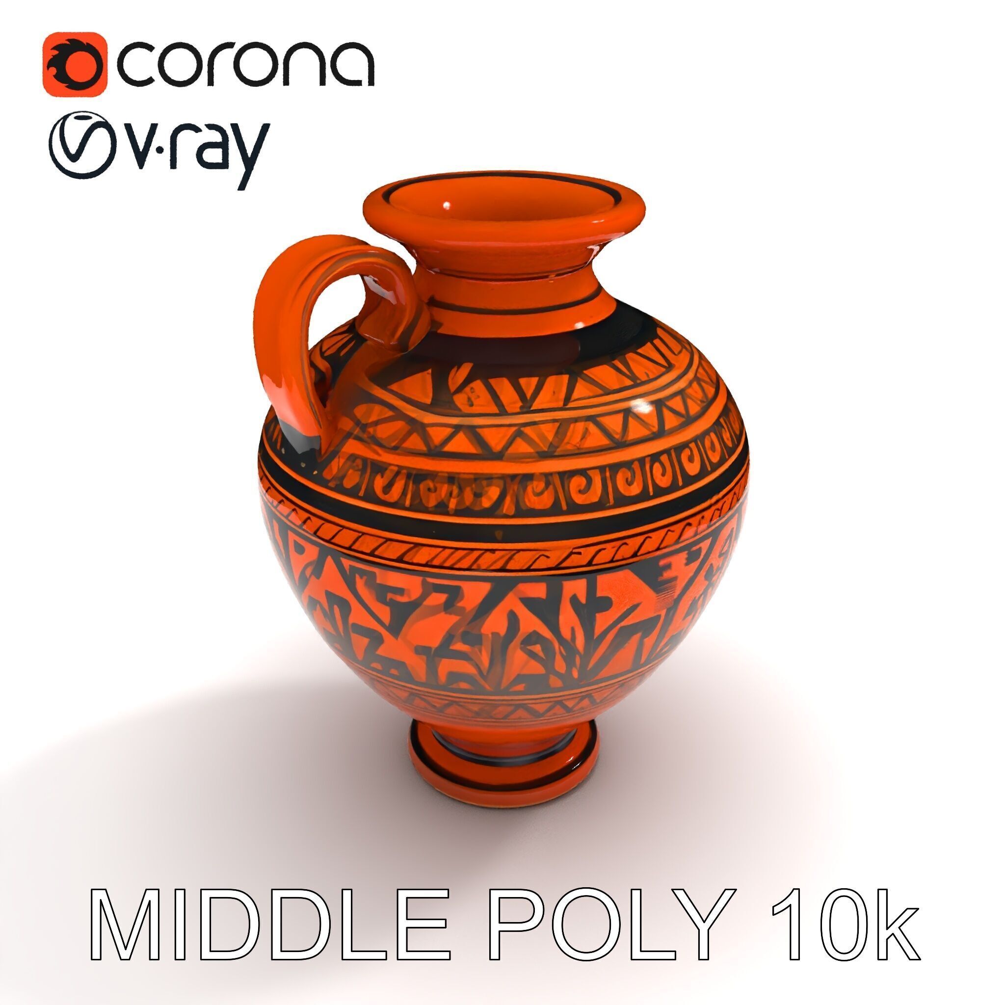 Ancient Greek Vase Model Pack with Ornate Patterns Low-poly 3D model_29