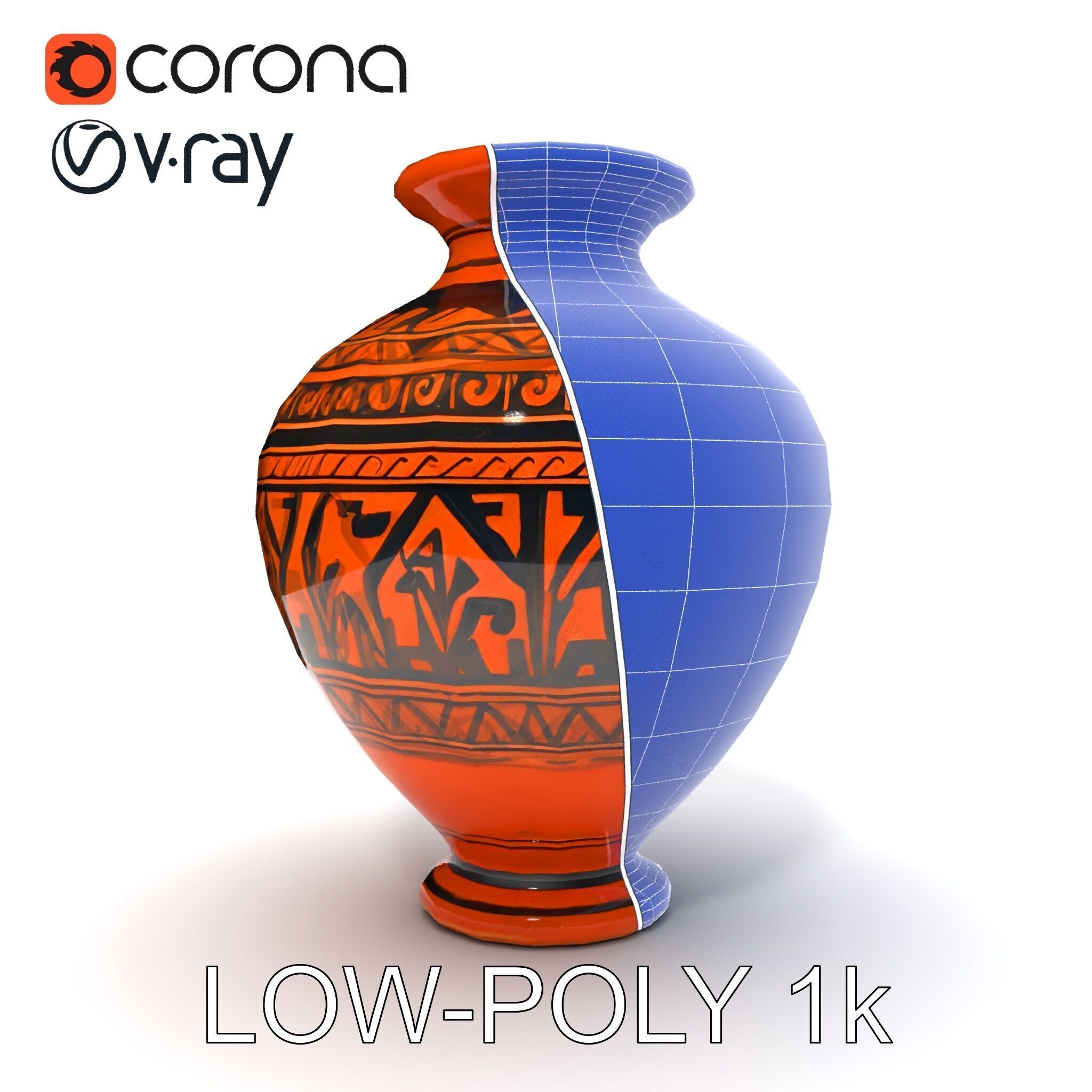 Ancient Greek Vase Model Pack with Ornate Patterns Low-poly 3D model_35