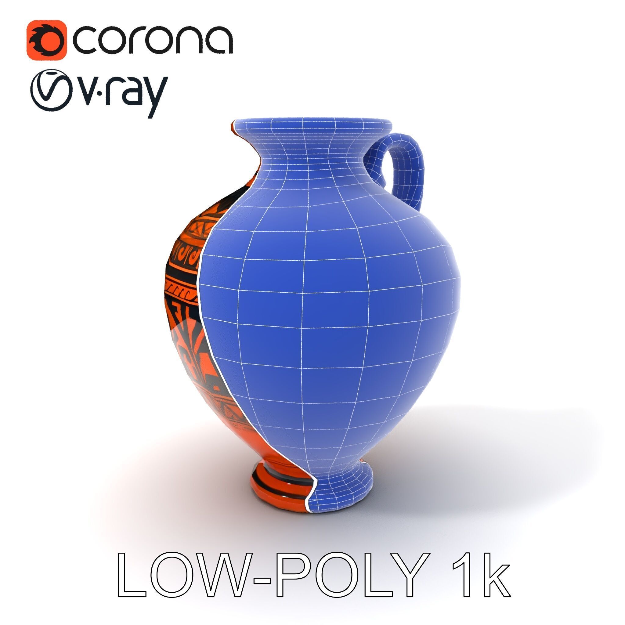 Ancient Greek Vase Model Pack with Ornate Patterns Low-poly 3D model_18