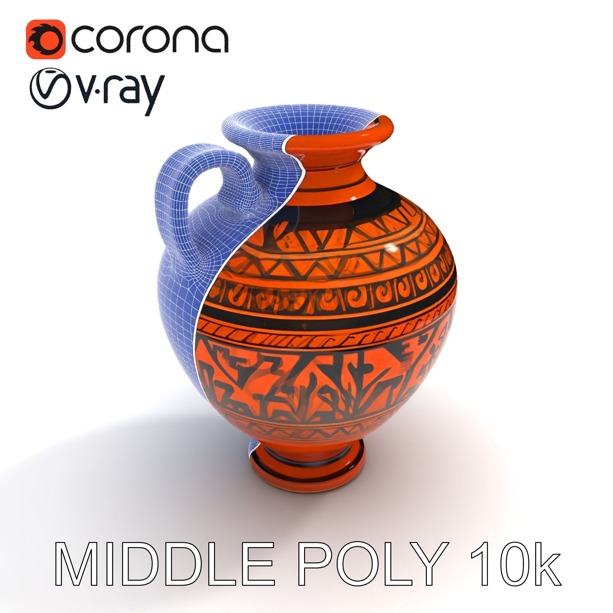 Ancient Greek Vase Model Pack with Ornate Patterns Low-poly 3D model_14