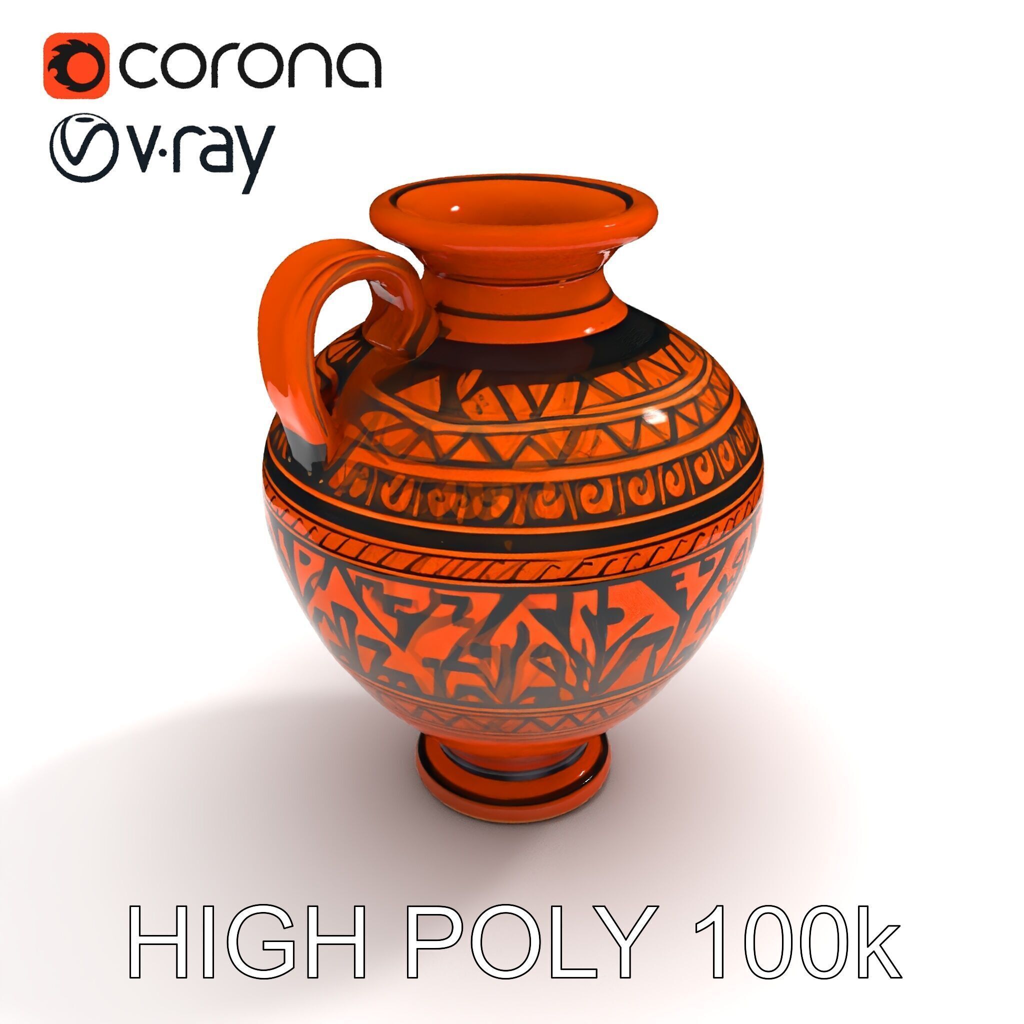Ancient Greek Vase Model Pack with Ornate Patterns Low-poly 3D model_31