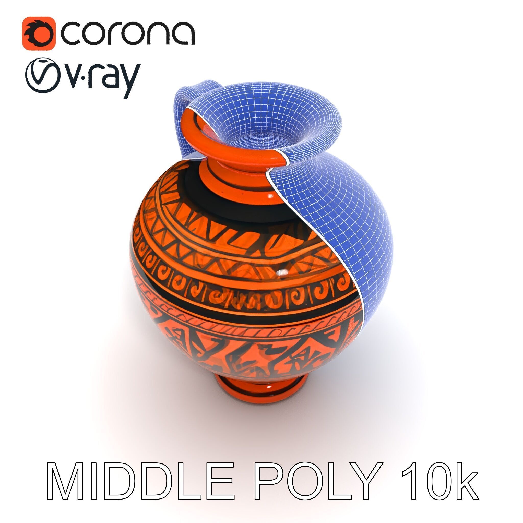 Ancient Greek Vase Model Pack with Ornate Patterns Low-poly 3D model_23