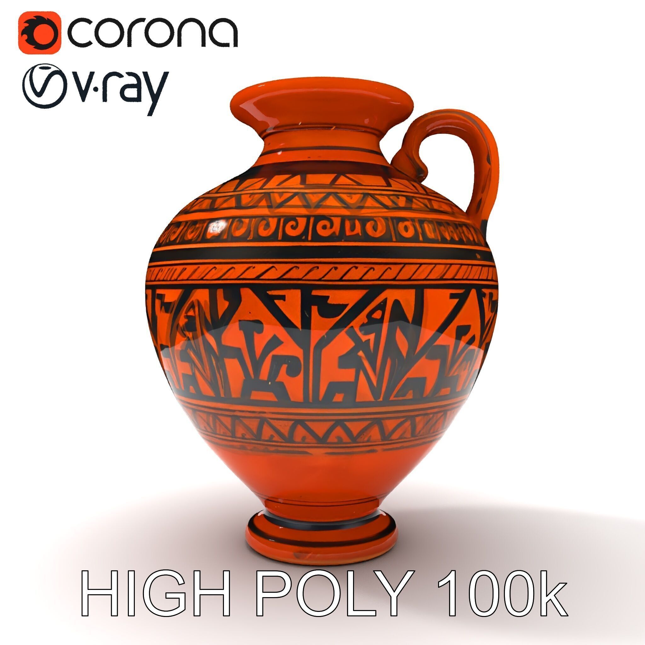 Ancient Greek Vase Model Pack with Ornate Patterns Low-poly 3D model_13