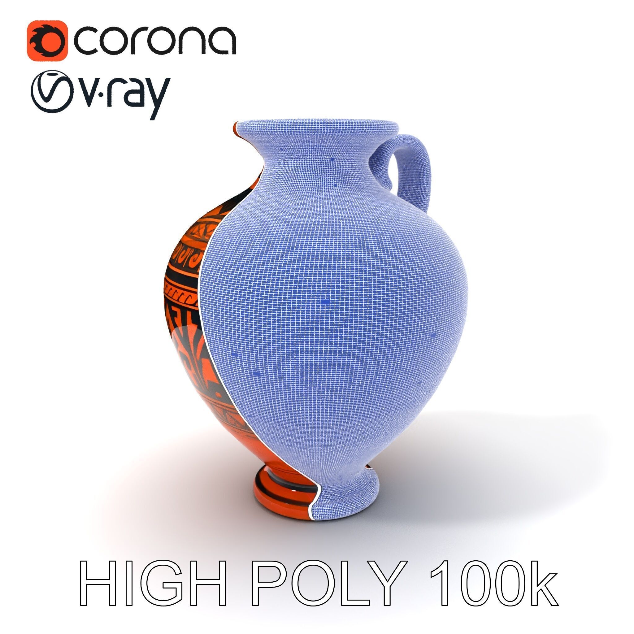 Ancient Greek Vase Model Pack with Ornate Patterns Low-poly 3D model_3